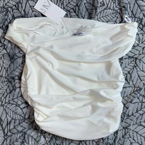 Zara Ruched Asymmetrical Top. NWT.
